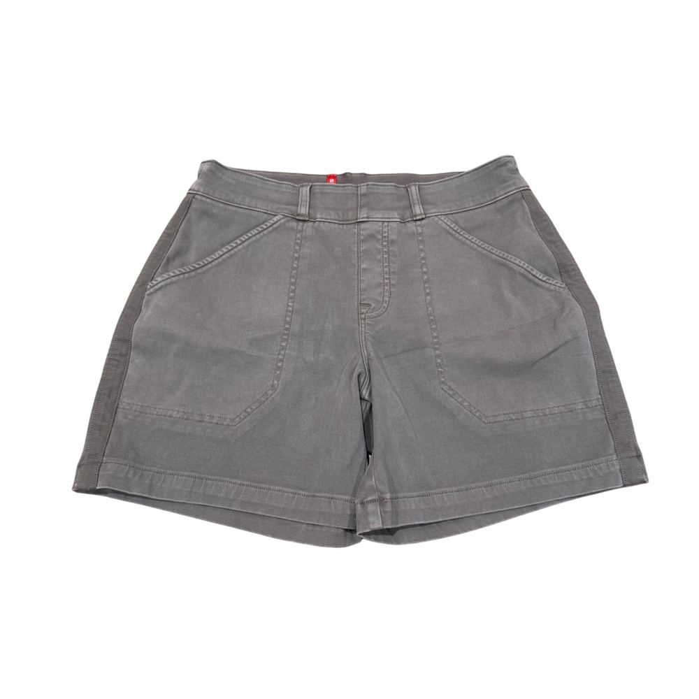 Spanx White Trouser Shorts Stretch Pull On Medium Classic Brown Casual Staple